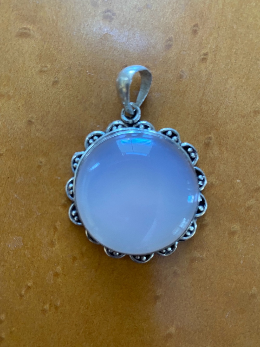Sterling Silver Lavender Opalite Round Pendant
